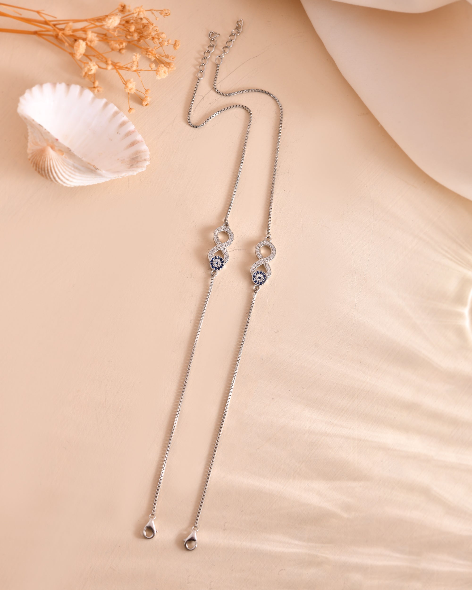 Blue Aura Infinity 925 Sterling Silver Anklet